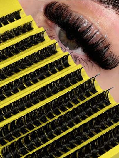 160pcs D Curl DIY Eyelash Cluster,100D Cluster Eyelashes, 0.07mm D Curl 8-16mm Mixed Natural Eyelash Extensions, Super Thick And Lengthening Cluster Eyelashes, Curly Single Eyelashes, Thin And Lengthening Eyelashes,Lengthening And Cartoon-Like Appearance Eyelashes, Suitable For Beginners At Home200pcs Extra Thick False Eyelashes, 200pcs Large Capacity