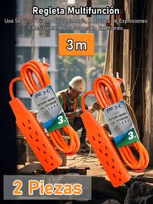 EXTENSIÓN ELÉCTRICA MULTICONTACTO USO RUDO 15 METROS 4 ENCHUFES - Tipo de Enchufe A USA (110-127V) - Ver 20