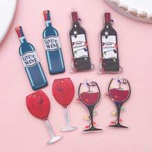 Christmas Wine Charms, 4/8 Pcs Euro-American Style Wine Bottle Glass Acrylic Pendants For DIY Earrings & Necklaces.