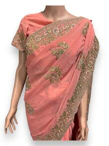 Traditional Designer Saree With Ready Blouse, Elegant  Cultural Wear, 016 - Multicolor - View 6