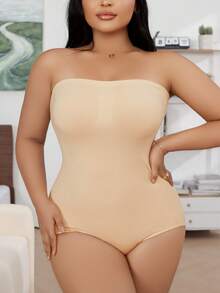 Local Delivery Women's Plus Size Shaping BodysuitTummy Control & Butt Lift, Slimming Fit, Breathable Fabric, Ideal For Postpartum Recovery & Everyday Fitness - 杏色 - 查看 7