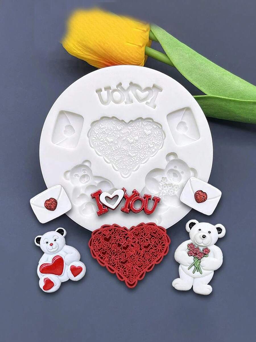 Cartoon Bear Modeling Silicone Mold Cartoon Chocolate Baking Fondant Kitchen Baking Mold - Multicolor - View 1