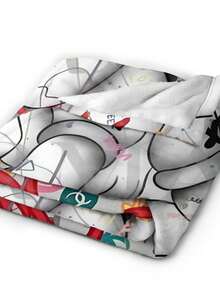 Kawss Kawaii Kaw  Blanket Super Soft Flannel Blanket Lightweight Warm And Comfortable Blanket Adult Gifts For All Seasons No Linting, Machine Washable - 黑色 - 查看 5