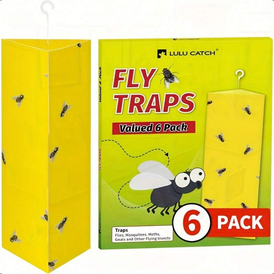 6 Insect Repellent Adhesive Devices With Adhesive Glue For Catching Flies, Mosquitoes, Fleas - Indoor Use, Garage, Barn, Room, Indoor, Pest Control, No Electricity Required - 黃色 - 查看 1
