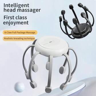 1 pieza Masajeador eléctrico recargable de 500mAh con diseño de pulpo, masajeador inalámbrico y portátil con 5 modos para relajación del cuero cabelludo, regalo perfecto para el Día de San Valentín, Navidad