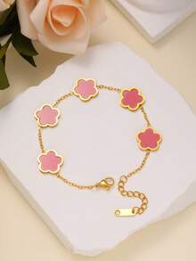 5pcs/Set Minimalist European & American Style Bracelet, Necklace, Ring Jewelry Set For Women, Suitable For Party, Gathering, Daily Wear - Five-piece Set - View 3