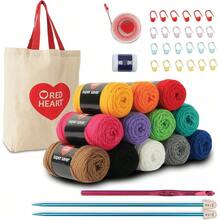 Red Heart Super Saver Super Yarn Stitchers Kit With Bag And Accessories For Knitting Crocheting Crafts And Amigurumi