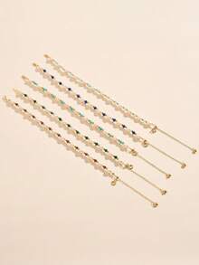 AETOLIA S925 Sterling Silver Natural Freshwater Pearl Bracelet, Handmade Original Design With Turquoise/Lapis Lazuli/Malachite/Amazonite/Garnet, Vintage Fairy Style, Adjustable Sliding Chain, Suitable For Women's Daily, Commute, Wedding Wear - Gold - View 3