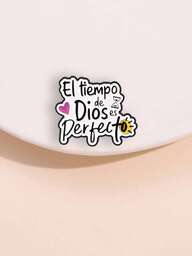 1 pieza Insignia de solapa esmaltada con cita inspiradora religiosa en español "El tiempo de Dios es perfecto", adecuada para hombres y mujeres, para uso diario o como regalo