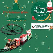 Zestaw świątecznych pociągów elektrycznych ze światłem i dźwiękiem, wisząca ozdoba choinkowa, tor w kształcie koła, pomysł na prezent dla dzieci