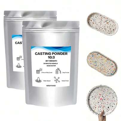 1pc/2pcs 500g Gypsum Casting Powder, High Strength Gypsum Powder, Bubble-Free, Fine White Gypsum, Suitable For Jewelry Casting And DIY Crafts, Easy For DIY Home Decor And Art Making