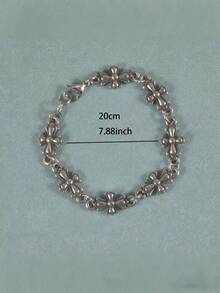 1 chiếc vòng tay thánh giá phong cách Punk dành cho nam, vòng tay thánh giá hoàn thiện cũ dành cho nam, phụ kiện thời trang và cá nhân hóa, quà tặng chu đáo cho bạn trai - trắng - Xem 3