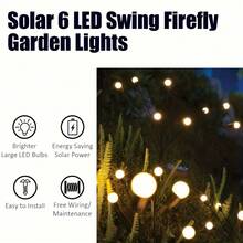 2/4/6/8-Piece Outdoor Garden Path Lights, Solar-Powered Firefly String Lights, IP44 Waterproof Rating, Solar Decorative Lighting For Patios And Yards, Made Of Weather-Resistant Plastic, Easy To Install (Mounting Accessories Included) - Warm Color - View 3