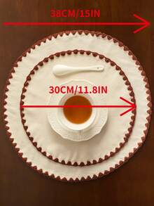 1/4/6/12 件白色刺绣圆形餐垫，日式简约风格，适用于家庭厨房、餐桌装饰，可水洗和重复使用，非常适合节日、派对、生日、婚礼、晚宴