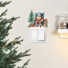 1 szt. Naklejki na przełączniki, prezent z drzewem i bałwanem, zdejmowane naklejki na przełączniki światła, naklejka ścienna do sypialni, do dekoracji domu, wystroju pokoju (4 STYLE)