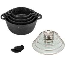 Set Of 4 Pots Induction, Cookware Set With Induction Cooking Pot Set Pan Non-Stick, Cast Aluminum, Mrmer Coating, Includes 4 Lids. - Black murmur - View 5