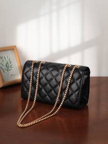 Geantă de umăr pentru femei la modă vintage, geantă elegantă cu lanț, husă mică pentru telefon din piele texturată