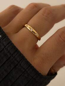 1pc Luxury Floral Zirconia Copper Ring Jewelry Accessory For Women