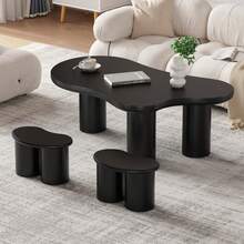 Irregular Bench, 2 Small Stools, 16*42*24.5 Cm, Black Irregular Coffee Table Bench - Black - View 7