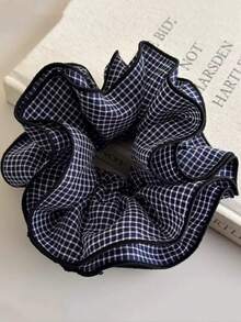 1个时尚格子绿黑相间发圈，大号，法式浪漫发髻/马尾辫发饰，适合日常佩戴，发饰/头饰 - 彩色 - 查看 12