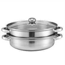 EZIFY 28cm Wide Steamer, Suitable For Steaming And Boiling, Durable 2/3 Layer Stainless Steel Pot, Stainless Steel Pot Perfectly Suitable For Making Soups, Healthy Meals, Home Cooking, Compatible With Gas And Induction Cooktops, Steamer, Multi-Functional Cooking Utensil, Wide-Mouth Cooking Utensil, Long-Lasting Material, Multi-Functional Pot, Cooking Enthusiast, Home Kitchen - 2層 - 查看 2