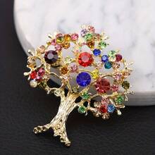1 pieza Broche de árbol de Navidad con brillantes de rhinestone, una elección perfecta para agregar un ambiente festivo a cualquier atuendo. Esencial para combinar con bolsos y ropa. Color de rhinestone aleatorio y colorido - Multicolor - Ver 2