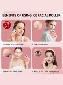 Ice Cube Roller Massager For Face, Eyes And Neck Naturally Conditioning And Skin Care,De-Puff Eye Bags,Reduce Migraine Pain,Reusable Massage Silicone Ice Mold (Pink) - Multicolor - View 4