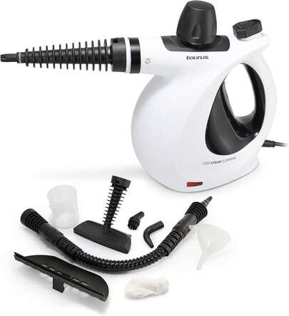 Sanitizante a Vapor Taurus, Limpiador a Vapor, Vapor Extra Caliente a Presión para Desinfectar, Desodorizar y sanitizar al instante, 1150 W, 9 Accesorios, color blanco, modelo MEDUSA-CLEAN