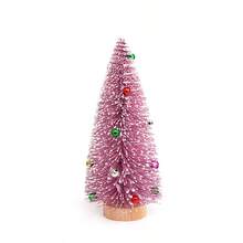 1 件迷你圣诞树装饰品人造圣诞树桌面瓶刷树小树带雪花和彩色珠子适合室内室外家居村冬季节日装饰 - 彩色 - 查看 9