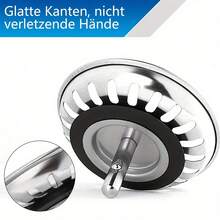 1pc Sink Strainer, Kitchen Sink Drain Filter Replacement, Stainless Steel 80mm/82mm/84mm With 2 Different Size Fixing Pins, Kitchen Sink Drain Cover, Kitchen Sink Drain Filter Kitchen Items Kitchen Accessories Kitchen Tools - Silver - View 7