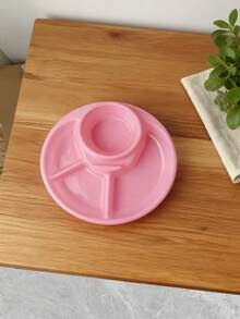 1pc Compartment Round Plastic Meal Tray - Reusable, Dishwasher , Ideal For Healthy Eating, Weight Loss, Picnics And Salads, Christmas Party Supplies, Family Dinner