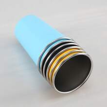 6 أكواب من الفولاذ المقاوم للصدأ 304 سعة 350 مل/12 أونصة ملونة، طقم 6 أكواب بينت، أكواب معدنية قابلة للتكديس، مناسبة للسفر والتخييم والأنشطة الخارجية (3 ألوان، 2 من كل لون) - متعدد الألوان - مشاهدة 9