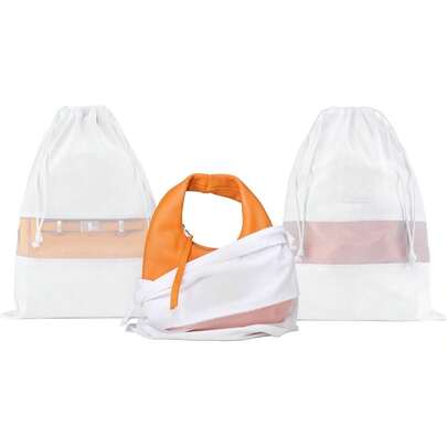 1 pieza Bolsa de polvo de ante, Bolsa de almacenamiento transparente, Funda antipolvo de lujo para bolsos - Para bolsos, zapatos y carteras, Blanco