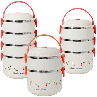 304 不锈钢保温便当盒（带袋），2-3 层食物容器，可重复使用的保温午餐盒，适合在校学生、露营、返校和办公室工作人员的餐食准备、厨房小工具、厨房配件、旅行配件、返校季、学生季