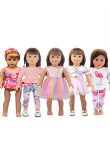 MSYO 5 套适合 18 英寸美国娃娃的娃娃衣服、时尚娃娃服装、娃娃连衣裙、独角兽睡衣和娃娃泳衣、小女孩玩具礼物生日礼物、家居装饰、房间装饰、娃娃衣服、女孩娃娃、娃娃、娃娃衣服、女孩娃娃、美国女孩娃娃、女孩娃娃>娃娃服装、بنات Maija、娃娃婴儿车