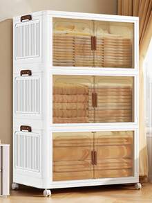 2/3 Layers    Storage Bins With Lids Large Stackable Storage Bins With Wheels And Door Storage Containers Box For Closet Organizers And Storage Plastic Drawer Storage For Bedroom Office Kitchen School - 黑與白 - 查看 5