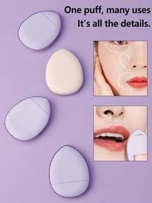 4个迷你指套粉扑粉底液小气垫散粉海绵面部遮瑕BB霜化妆工具 - 彩色 - 查看 8