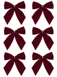6pcs Christmas Decorative Bows, Room Decor Bows, Wedding Decor Bows, Wedding Birthday Decor Bows, Gift Wrapping Decor, Wreath Atmosphere Decor - Multicolor - View 12