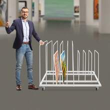 Art Storage Rack With Wheels, Rolling Art Painting Drying Rack 9 Section Metal Storage Stand For Canvas Drawing Boards Panels Prints - White - View 8