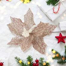 Christmas Artificial Flower, Shiny Colorful Tree Topper Stem Home Decor Party Favor - Champagne - View 4