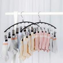 2 Stück – Kleiderbügel aus Edelstahl – Rutschfest – Geeignet für Zuhause – Multifunktions-Kleiderbügel – Platzsparender Socken-Trockenclip mit mehreren Clips