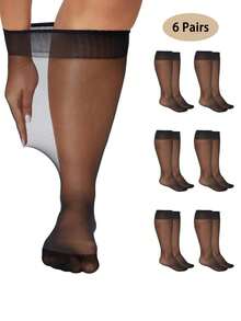 Briartw 6 Pares/Pacote Tons de Pele e Meias-Calças, Meias Ultrafinas, Meias Acima do Tornozelo Femininas, Confortáveis, Y2k