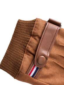 1 双男士秋冬时尚仿麂皮保暖防风触屏手套，户外休闲骑行驾驶雪地手套