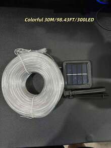 1支户外太阳能灯管 - 300/200/100/50颗LED灯珠，带太阳能板，8种照明模式，IPX4防水，适用于泳池、婚礼、圣诞节、庭院、小路装饰、万圣节、节日装饰和氛围照明、花园装饰、LED仙女灯，非常适合露台、花园、栅栏、树木、蹦床、婚礼、生日派对、圣诞节装饰，满足11种节日装饰需求。 - 彩色 - 查看 14