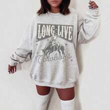 Oversized Western Aesthetic Sweatshirt,  Cowboy Killer, Vintage Western Sweatshirt, Vintage Cowboy Crewneck, Cowgirl ShirtNew Unisex Sweatshirt - Xám - Xem 3