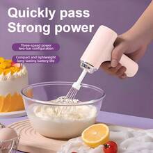 3-Speed Hand Mixer - USB Rechargeable, Cordless, Stainless Steel Dual Whisks For Baking And Cooking Essentials