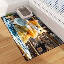 1pc Pet Feeding Mat With Printed Cat Washing Dishes Pattern, Quick Drying Pet Bowl Mat, Easy To Clean, Suitable For Pets, Dogs, Cats, All Seasons, Pet Cage Mat - Multicolor - View 17
