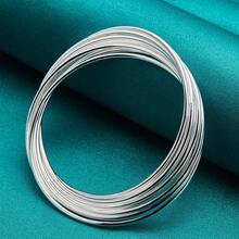 925 Sterling Silver Plated Ten Circles Bangles For Women Wedding Party Charm Fine Jewelry - Silver - View 3