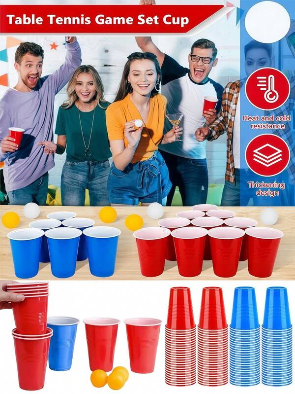 Adult Fun Party Beer Pong Set, Bar And Party Table Tennis Throwing Game, Ultimate Skill Competition Game, Action Game Suitable For Competitive People, Drinking Game For Men And Women's Parties, Fun Group Activities For Party Games And Activities, Outdoor Camping Parties, Youth And Adult Gatherings, Essential Entertainment Board Games For Birthday And Christmas, Beer Table Tennis Set, Cup Table Tennis