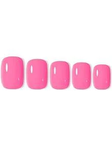 ARTAUG 96片Abrazine纯色美甲贴纸，4种不同的裸色系，亮面，可佩戴，可爱短方形假指甲，可卸除，美甲贴纸套装，新年礼物送给女性和女孩 - 红色美甲用品 - 紅色 - 查看 4